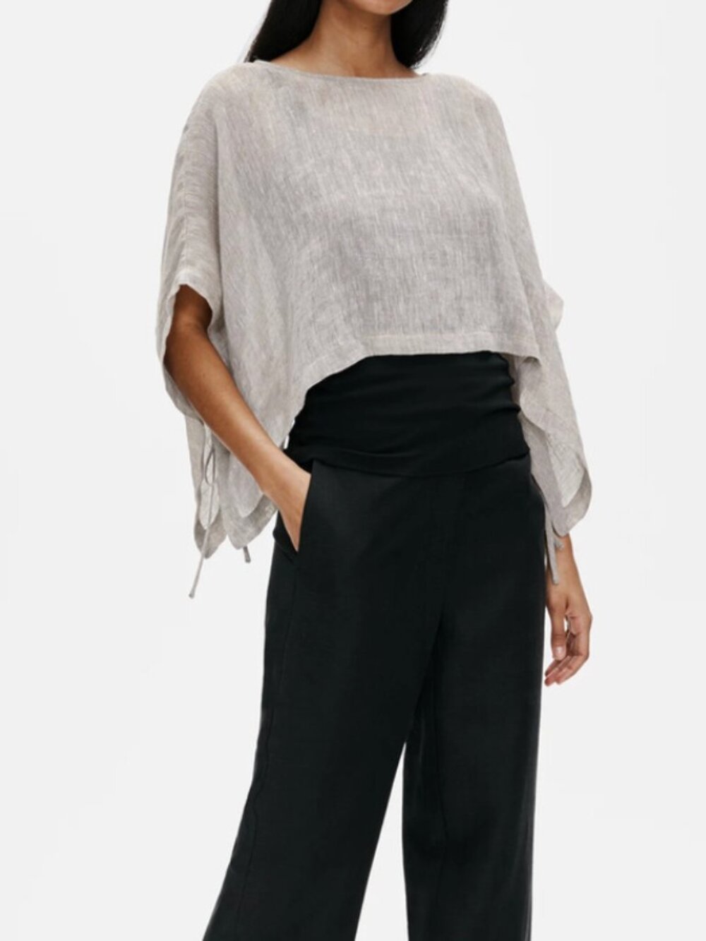 Eileen Fisher Organic Linen Gauze Poncho Top S/M NWOT